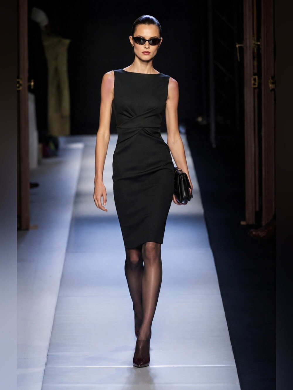 Rudsak Body Con Black Sheath Dress Leather Panel Little Black Dress Midi 4